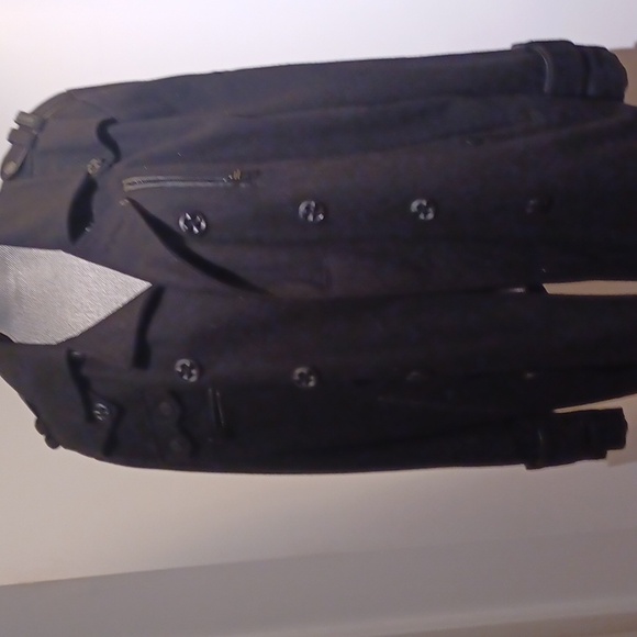 Men's Affliction peacoat "LIVE" Black wool blend Embroidered Back EUC XL - Picture 7 of 11